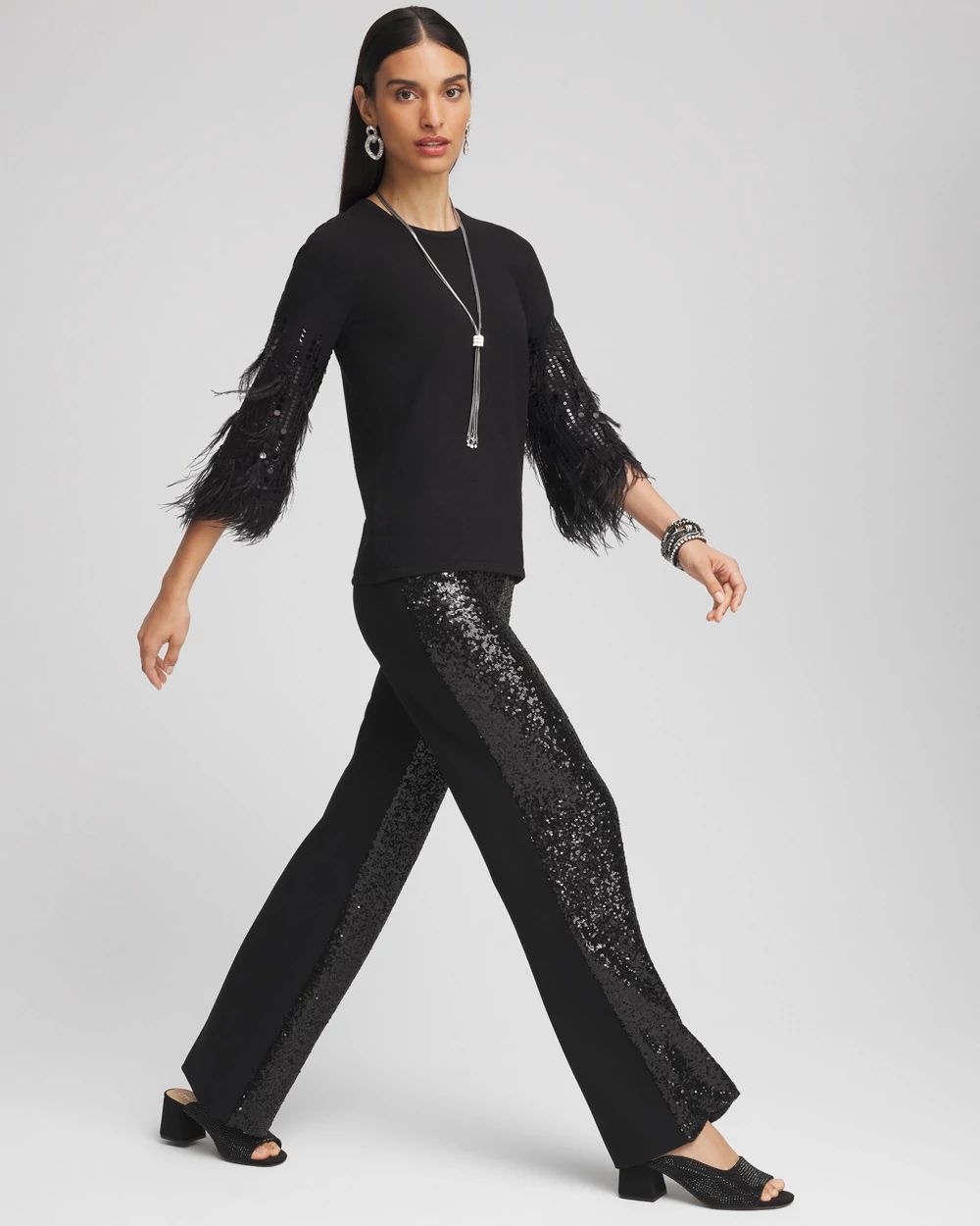 【訳あり】 Petite Juliet Sequin Wide Leg Pant | Chico's パンツ